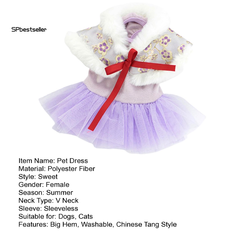 Đầm Không Tay Thắt Nơ Phong Cách Trung Hoa Dành Cho Thú Cưng