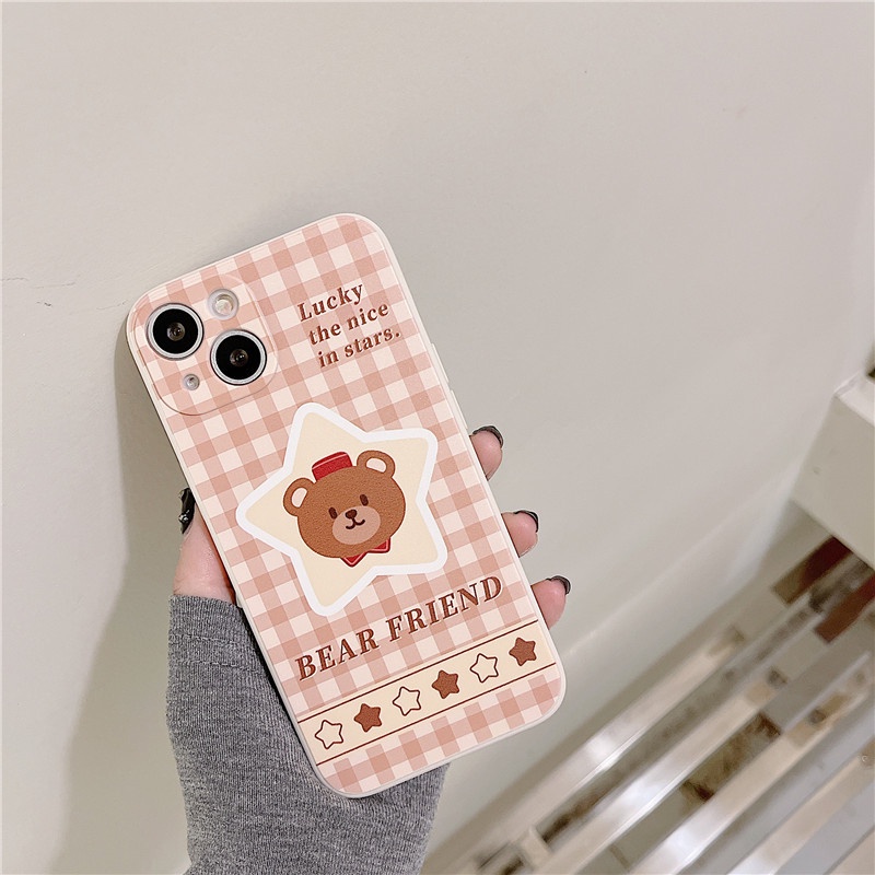 Ốp lưng iphone cạnh vuông Caro/Gấu BVC 6s/6splus/7/7plus/8/8plus/x/xr/xs/11/12/13/14/pro/max/plus/promax BVC961