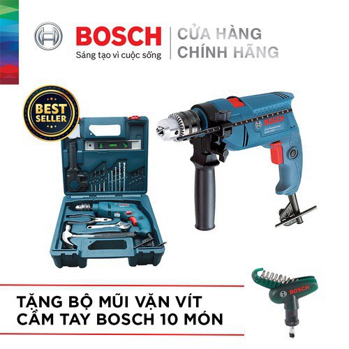 Combo máy khoan động lực Bosch GSB 550 MP SET 19 chi tiết + Bộ mũi vặn vít cầm tay Bosch 10 món