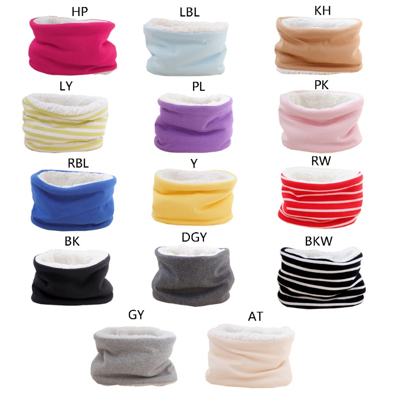 Khăn Choàng Cổ Vải Lông Dày Dặn Màu Trơn Giữ Ấm Mùa Thu Đông Cho Bé