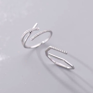 Nhẫn bạc 925 chữ x, khúc nạm đá - davi silver