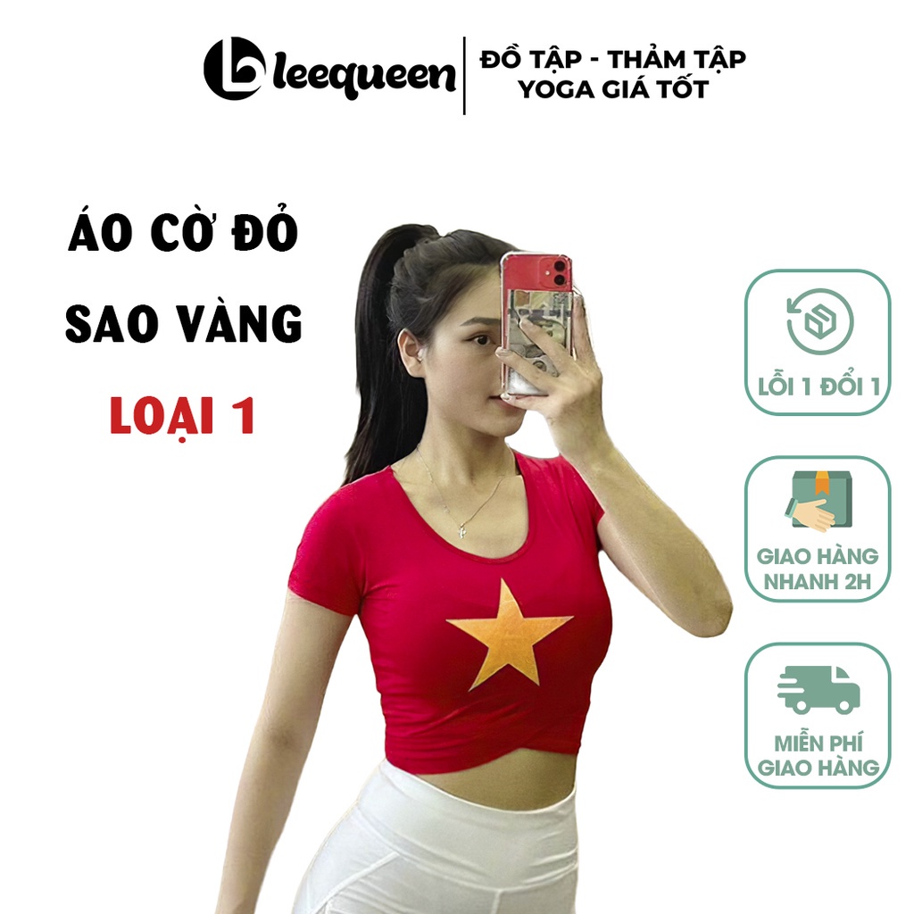 ❀♨Áo cờ đỏ sao vàng đồng phục yoga gym, croptop, phông