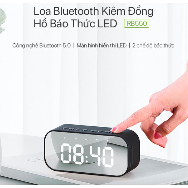 Loa Bluetooth ROBOT RB550 Đồng Hồ Hiển Thị LED - Hỗ trợ thẻ nhớ Micro SD & Jack cắm 3.5 -BH 1 ĐỔI 1 12 THÁNG-Chính Hãng