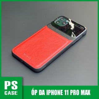 Ốp lưng da kính cao cấp dành cho iphone 11 pro max - màu đỏ - ps case phân phối