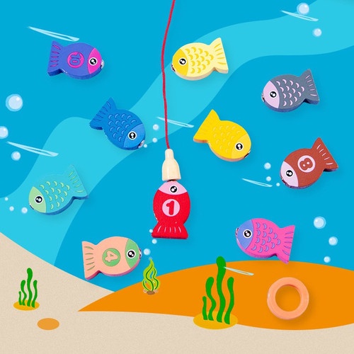 ĐỒ chơi Bảng Câu Cá Gỗ Thông Minh 6in1,Ghép Hình Học, Chữ Số, Chữ Cái, Phương Tiện Giúp Bé Phát Triển Trí Tuệ Montessori