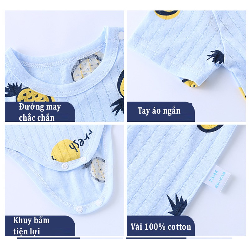 Combo 3 Bodysuit body chip ngắn tay Cotton Giấy Xuất Nhật Cho Bé Trai Bé Gái TTS210