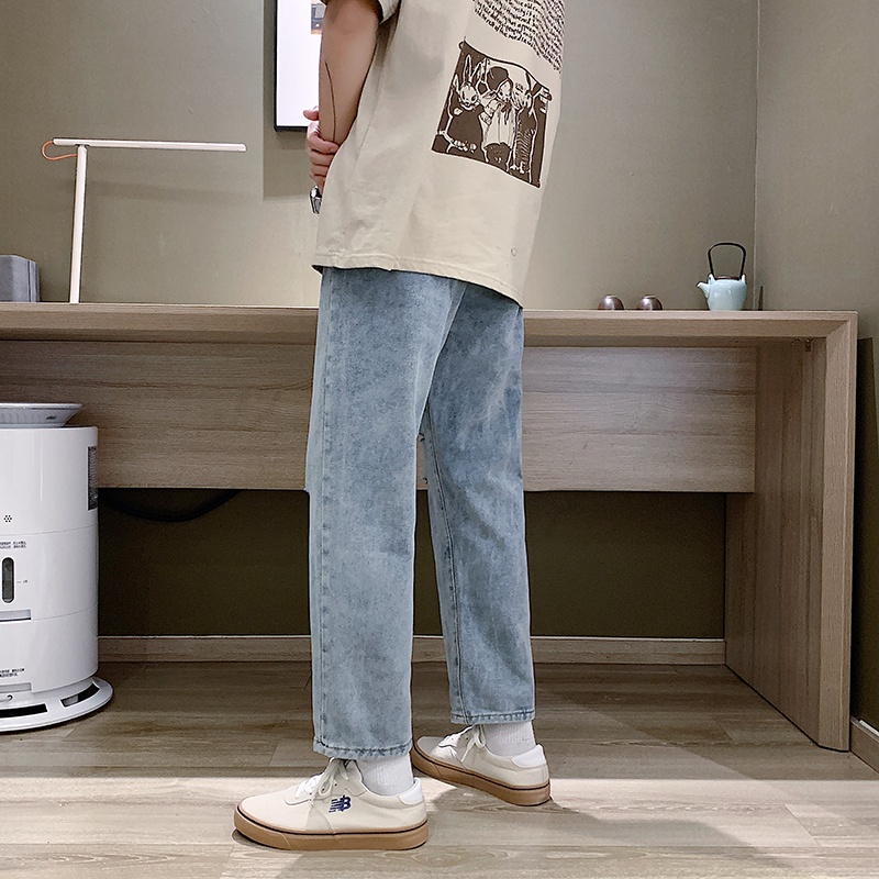 Quần Jean Baggy Màu Xanh, Không Phai Màu, Rách 3 Cạnh Cá Tính Dành Cho Cả Nam Và Nữ