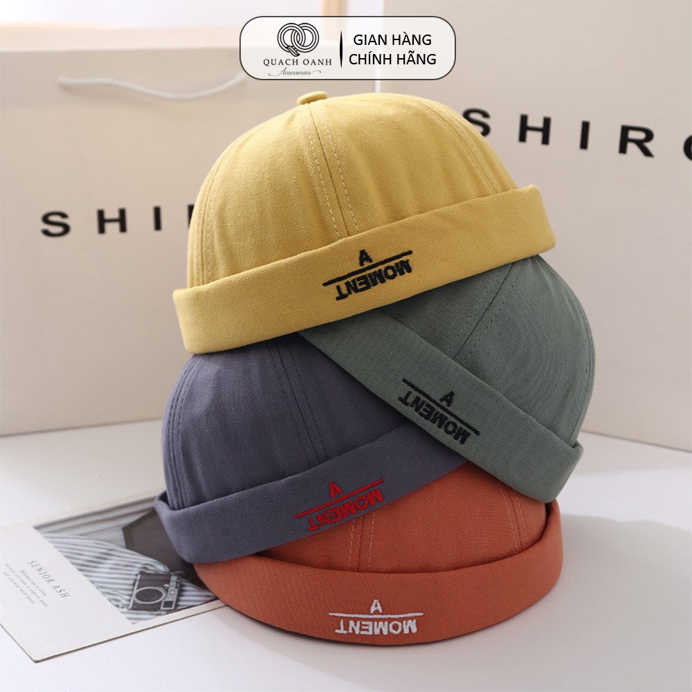 Mũ quả dưa địa chủ beanie unisex QO ACESSORIES không vành chữ A Moment MU62