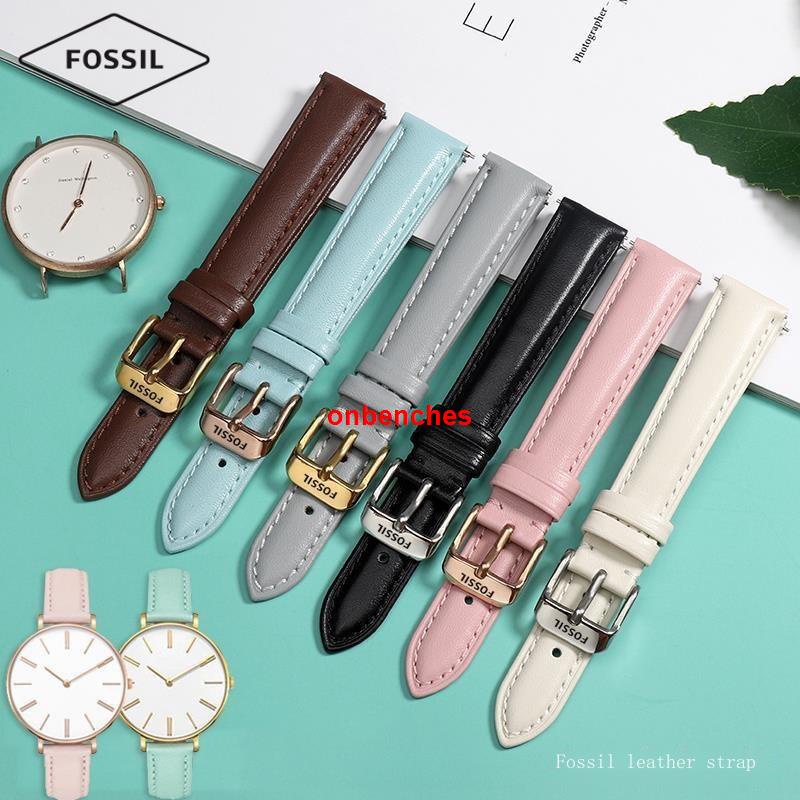 Dây Đeo Đồng Hồ Fossil 12 14 16mm Chất Liệu Da Bò Phối Dây Xích Thời Trang Dành Cho Nữ