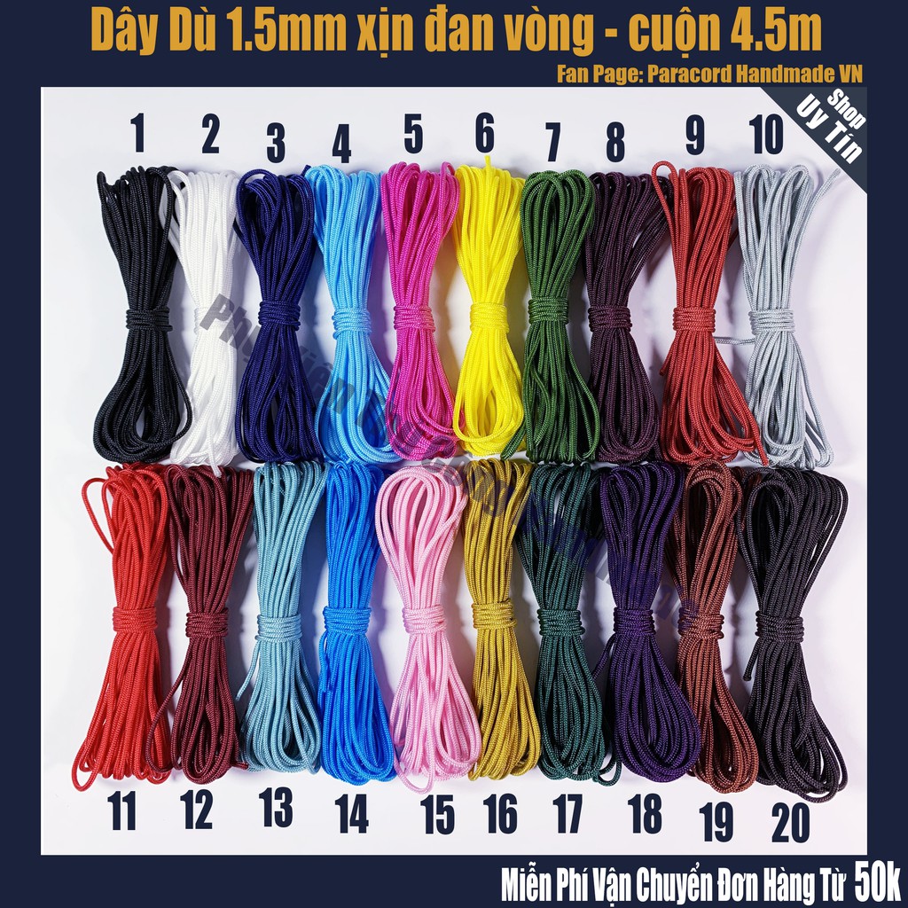 dây dù 1mm - 1,5mm đan vòng tay - cuộn 4,5 mét