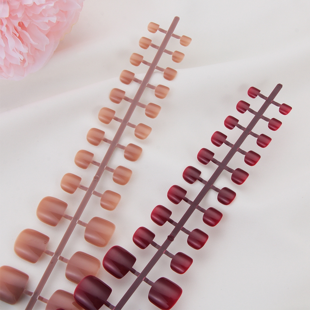 24 Móng chân giả màu trơn Nhựa ABS