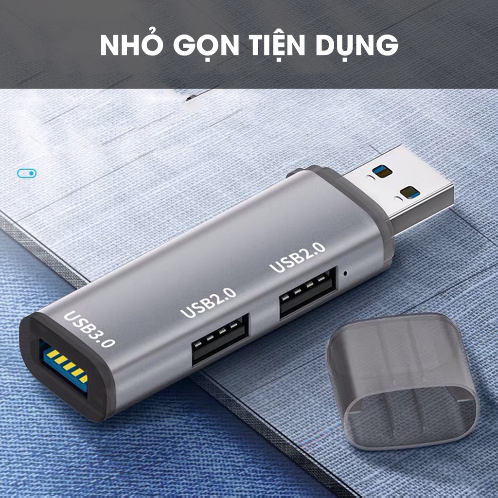 Hub USB 302 tốc độ cao, bộ chia ra 1 cổng USB 3.0 và 2 cổng USB 2.0  kết nối chuyển đổi cho laptop, PC