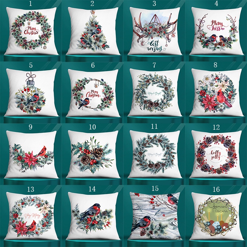 Vỏ gối vuông họa tiết giáng sinh trang trí nội thất kích thước 45cmx45cm