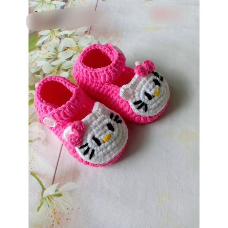 Giày len giữ ấm cho bé gái sơ sinh đến 12 tháng không dánĐế