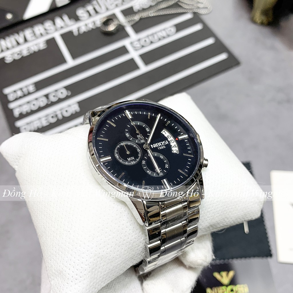 Đồng hồ nam NIBOSI 1985  dây thép không gỉ mạ vàng ánh kim, mặt kính chống xước, chống nước, bảo hành 3 năm | BigBuy360 - bigbuy360.vn