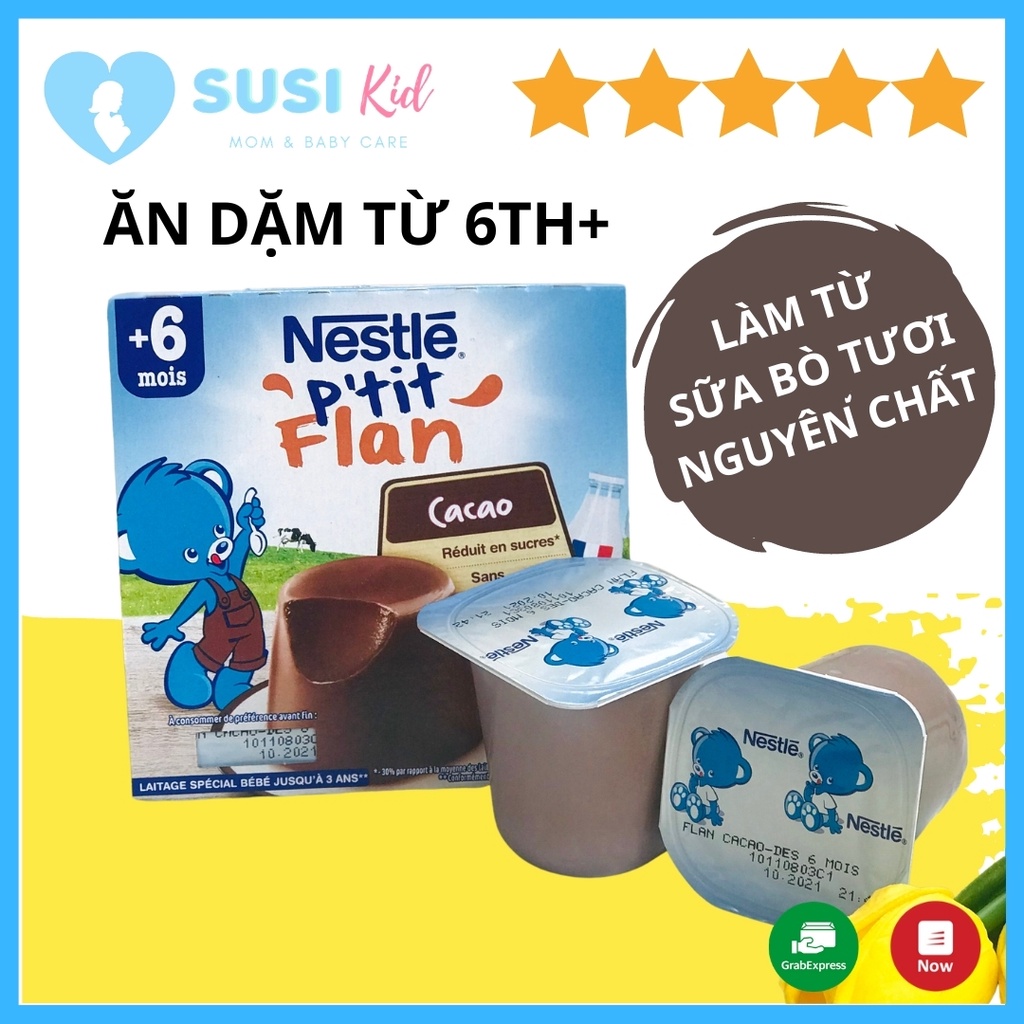 [ĂN DẶM] Bánh Flan Nestle Pháp Cho bé ăn dặm từ 6th+ ( khay/4 hũ*100g)  Date 2022