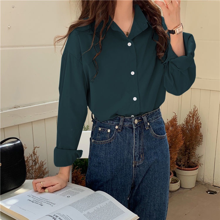 Áo Sơ Mi Tay Dài Dáng Rộng Phong Cách Hàn Quốc Thời Trang Mùa Xuân Mới 2022