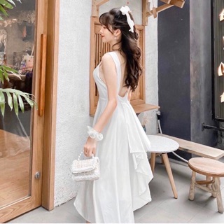 Đầm váy trắng đi tiệc bèo sau