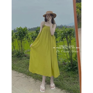 Váy maxi xanh cốm 2s kèm tag hoa siêu xinh(kèm ảnh thật)