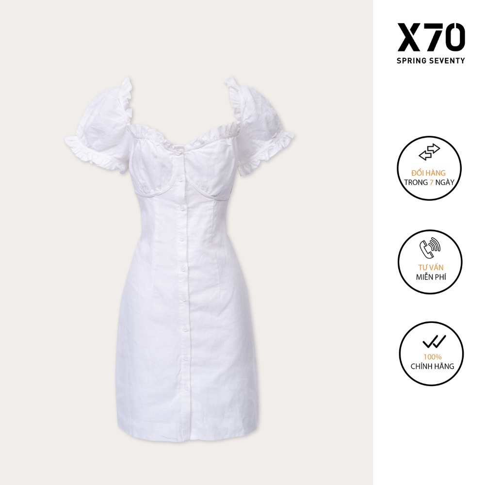 Đầm Nữ Linen Kiểu Dáng Tay Phồng Thiết Kế Họa Tiết Thời Trang X70 - 00880003