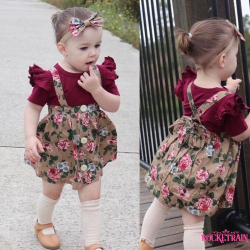 Set áo liền quần /chân váy / Băng đô đính nơ thời trang cho bé gái dễ thương