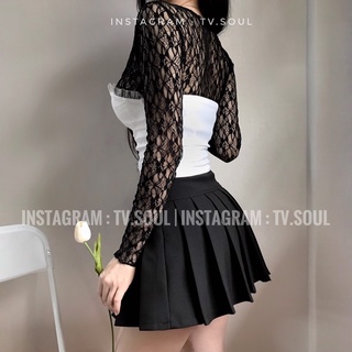 [ CÓ SẴN - ẢNH THẬT TV.SOUL ] Croptop nơ vai - Chân váy xếp ly
