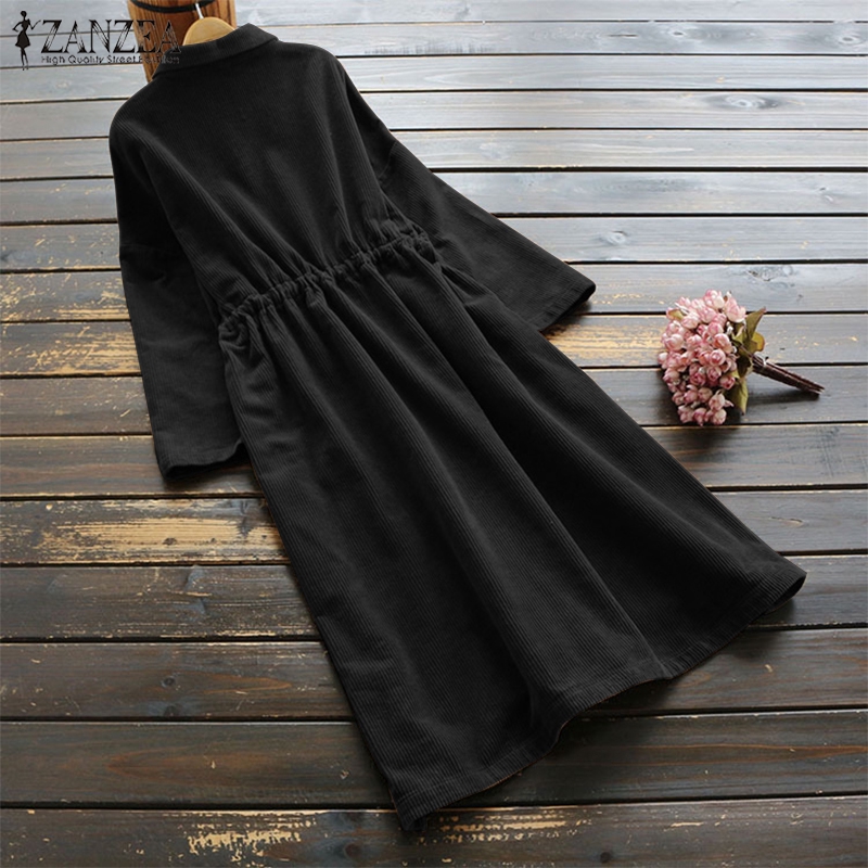 ZANZEA Đầm nhung kẻ phong cách cổ điển kích thước lớn thời trang cho nữ | BigBuy360 - bigbuy360.vn