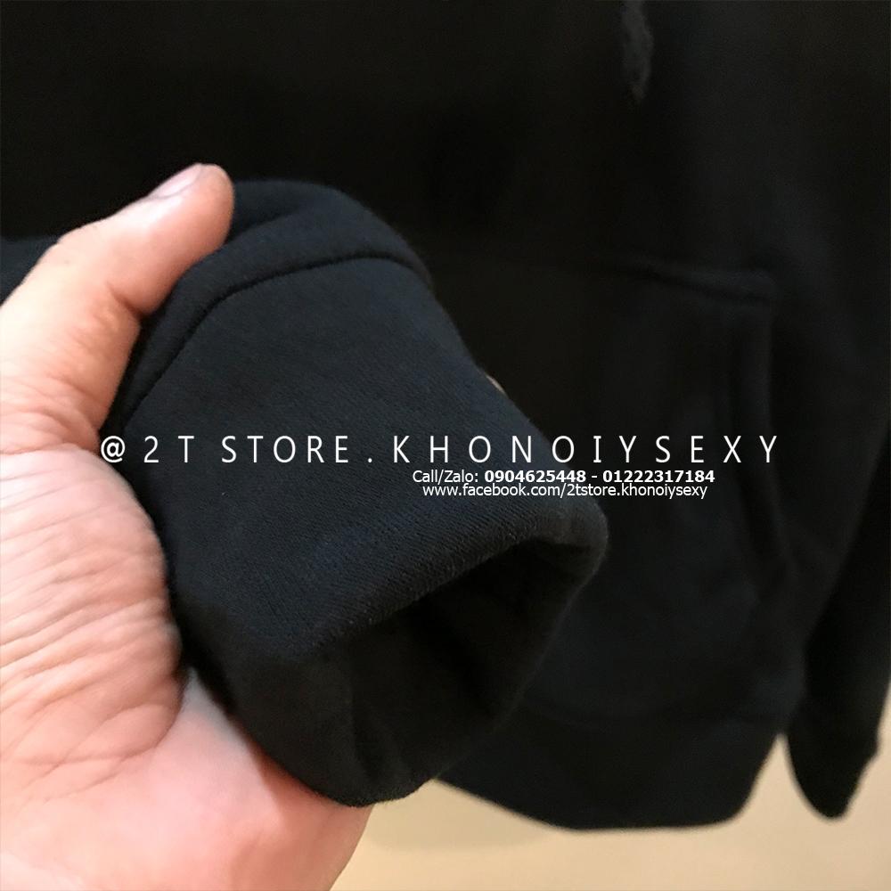 [HOT] Áo Khoác Nỉ Bông Hoodie Trơn Unisex  - Nón May Đắp 2 Lớp - Xỏ Ngón Cái (Đen)