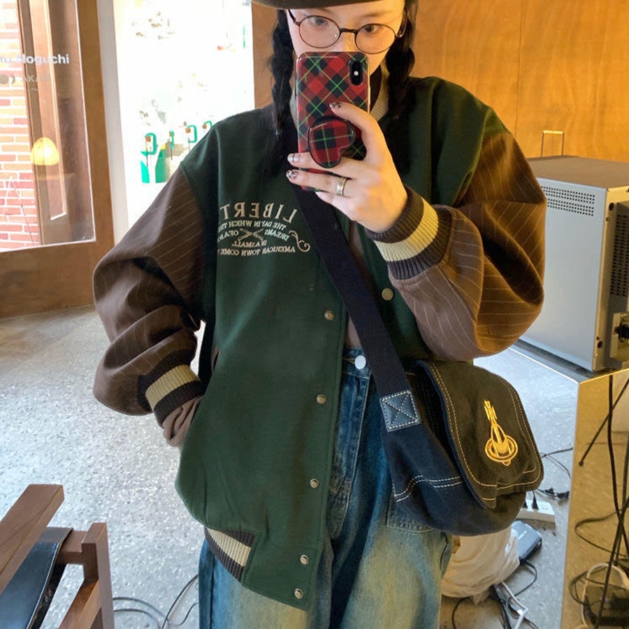 Áo Khoác Bomber Jacket Varsity Chất Đẹp Có Ảnh Thật - Áo Bomber Nam Nữ Hót Trend Màu Vintage