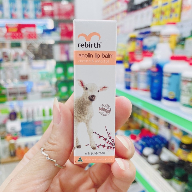 Thỏi son dưỡng môi nhau thai cừu Rebirth lip balm Úc làm mềm môi chống khô nẻ chống nắng