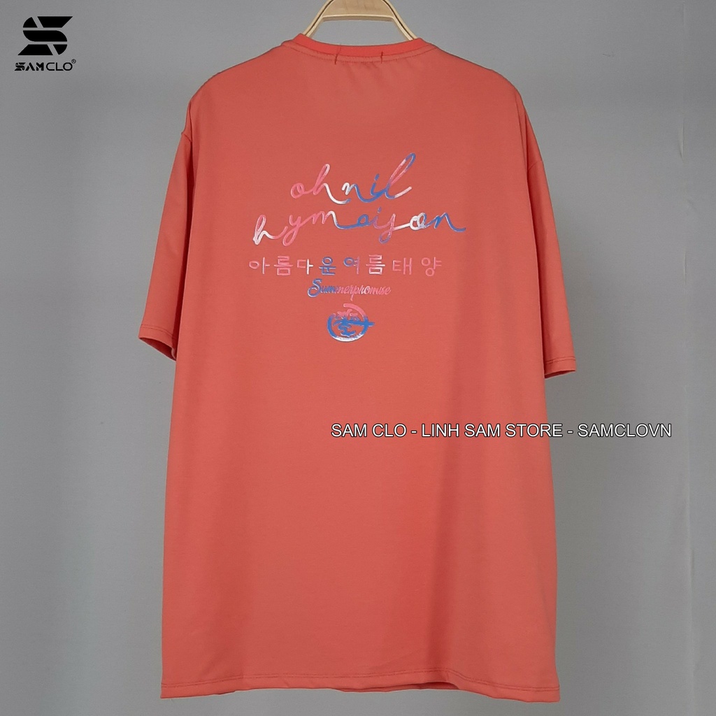 Áo phông tay lỡ nam nữ form rộng SAM CLO dáng unisex, mặc cặp, nhóm, lớp in chữ hàn SUMMER PROMISE