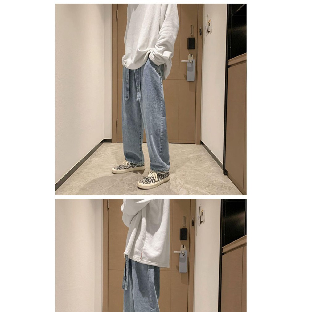 Quần jeans dáng xuông kèm đai buộc- Q8 - quần bò ống suông rộng - vải cao cấp -Đổi trả free nếu hàng lôi | BigBuy360 - bigbuy360.vn