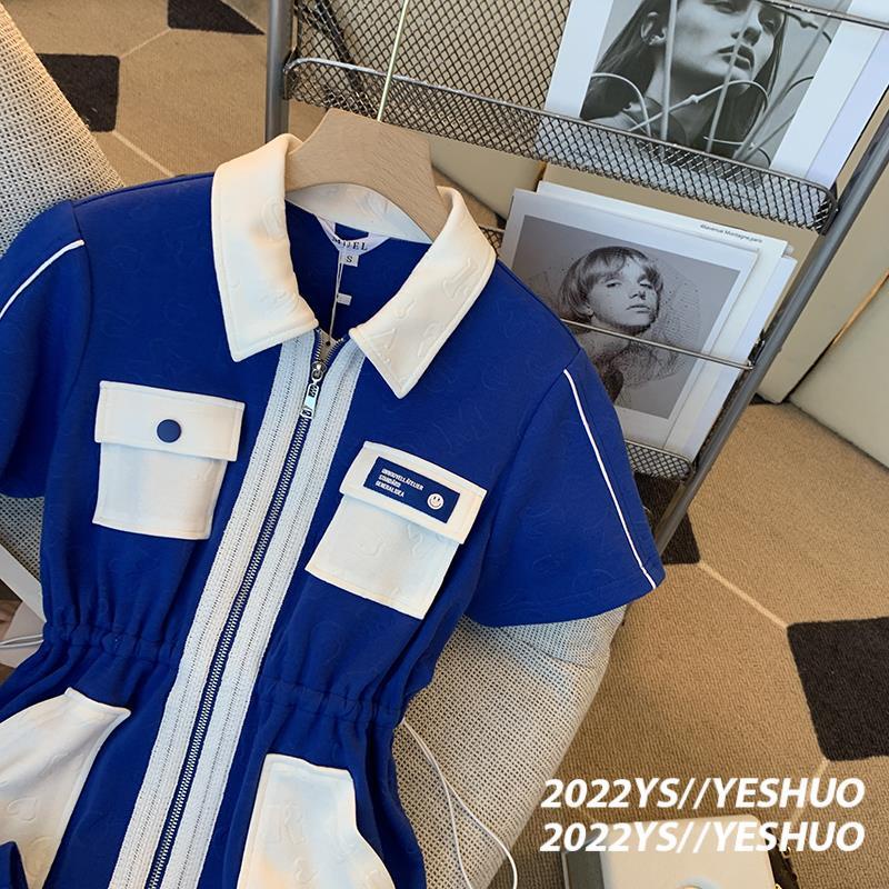 Đầm chiết eo cổ polo thời trang mùa hè 2022 trẻ trung dành cho nữ mặc thường ngày