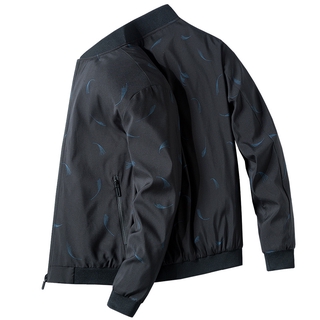Jacket men's casual plain jacket multi-pocket stand collar jacket