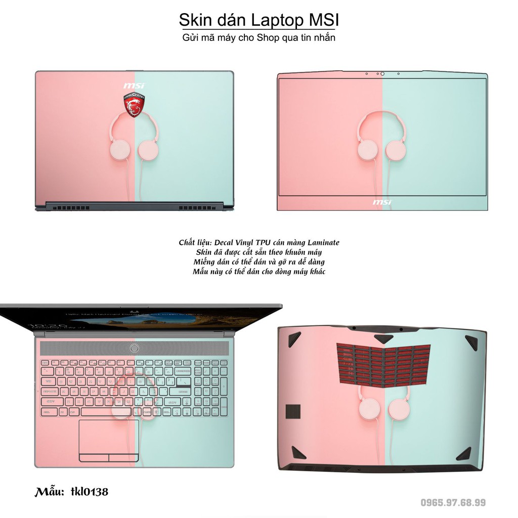 Skin dán Laptop MSI in hình thiết kế nhiều mẫu 4 (inbox mã máy cho Shop)