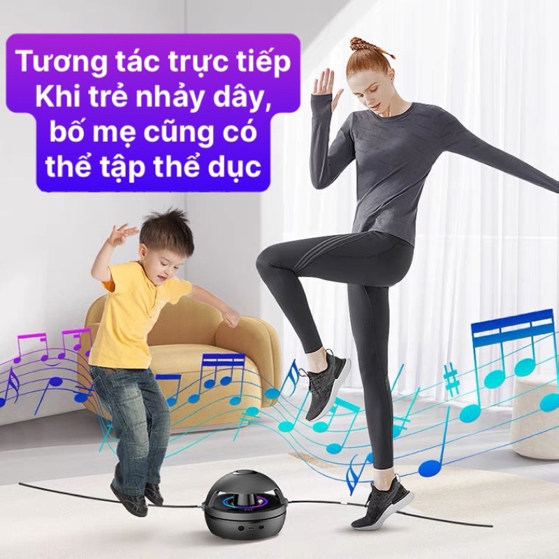 Máy nhảy dây tự động kết hợp loa bluetooth nghe nhạc thông minh có sạc pin, 10 tốc độ quay phù hợp với mọi lứa tuổi