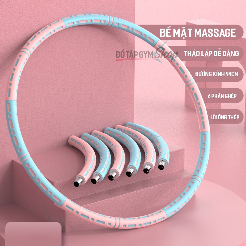 13.12 Vòng lắc eo lõi ống thép và vỏ đệm massage, vòng lắc bụng giảm mỡ Hula Hoop