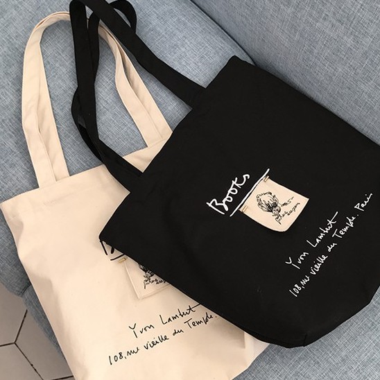 Túi vải tote ulzzang vải canvas phong cách vintage hottrend 2022