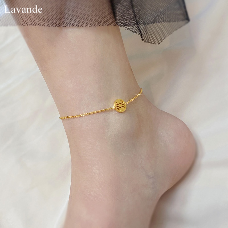 Lắc Chân Bằng Thép Titan Mạ Vàng 18K Hình Tròn Rỗng Đơn Giản Không Phai Màu Phong Cách Hàn Quốc Cho Nữ Giới JRFV
