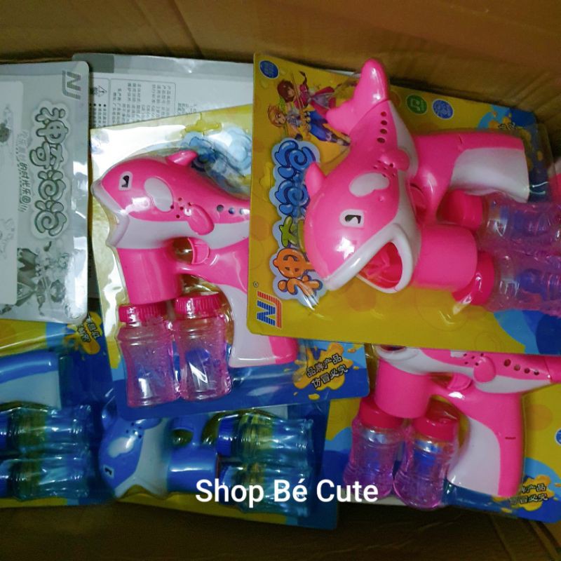 Đồ chơi thổi bong bóng trẻ em Hình chú cá heo màu hồng và màu xanh dùng pin thích hợp cho bé gái và bé trai