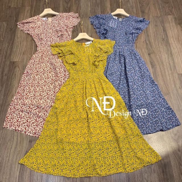 Váy Maxi Hoa bèo Xếp li trước nhiều màu