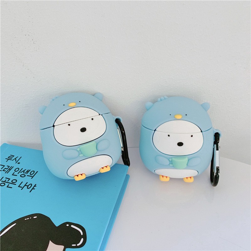 Vỏ hộp đựng tai nghe Airpods 1 2 hình chim cánh cụt anime Sumikko gurashi dễ thương