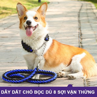 Dây dắt cho lớn, Dây dắt chó to đi dạo Bọc dù 8 sợi vặn thừng chắc khỏe full size, full màu