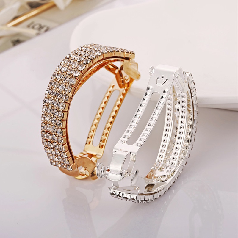 Giá Đỡ Kẹp Tóc Đuôi Ngựa Bằng Hợp Kim Đính Đá Lấp Lánh Cho Nữ