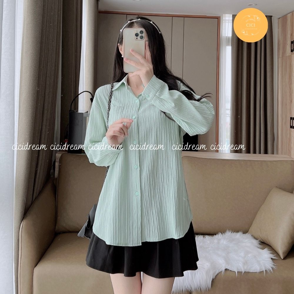 Áo sơ mi nữ công sở nữ vân xọc  ullazang hàn quốc, áo sơ mi nư công sở 3 màu hot