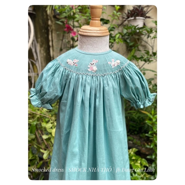 Đầm smock xanh size 7