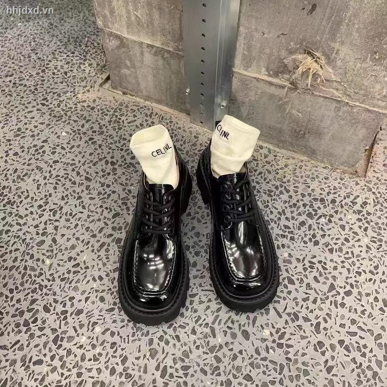 Giày da đế dày thắt dây phong cách Anh Quốc retro 2021 mới nhỏ gọn thời trang xuân thu dành cho nữ | BigBuy360 - bigbuy360.vn