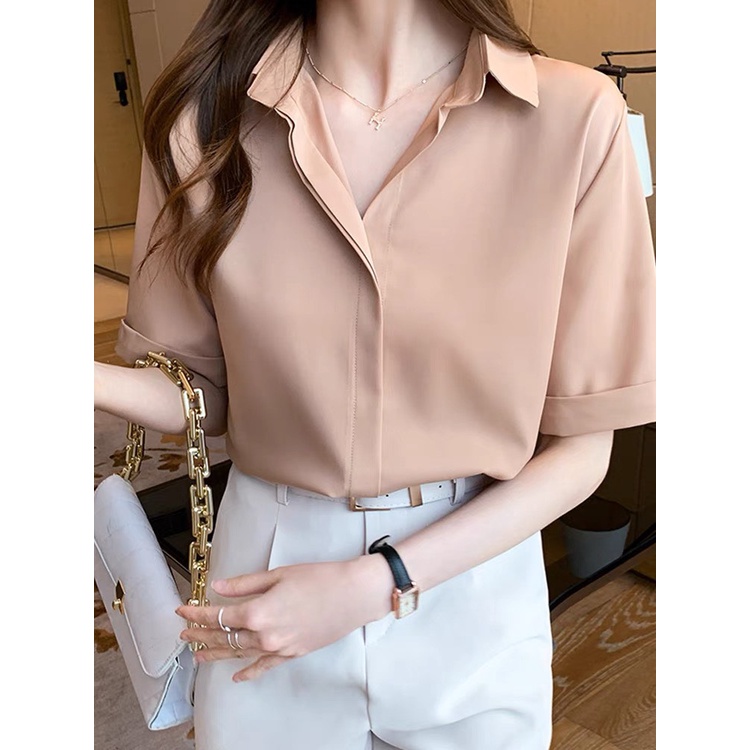 Áo lụa công sở ngắn tay bigsize 87 kg _ SM21