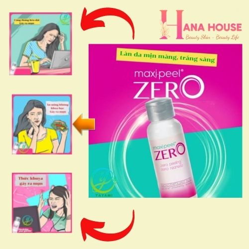 Serum Maxipeel Zero giảm mụn mờ thâm với AHA, BHA, Vitamin A-C-E không đỏ không bong da