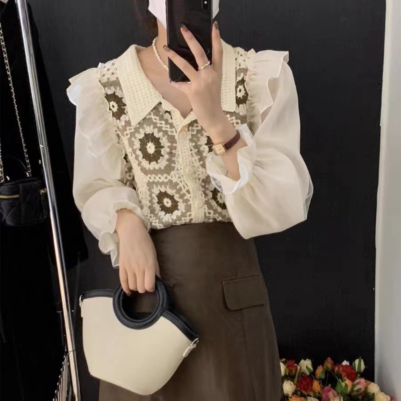 Áo Khoác Cardigan Dệt Kim Cài Nút Họa Tiết Hoa Ngọt Ngào Cho Nữ